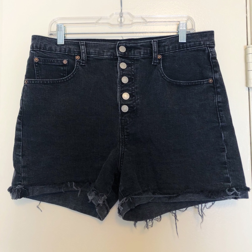Gap Black Distressed High Rise Denim Shorts